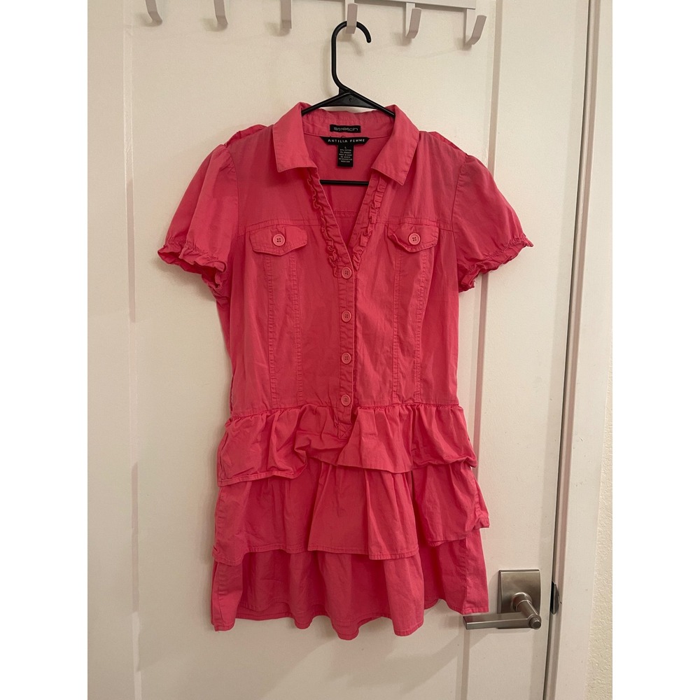 Vintage Y2K ANTILIA FEMME Pink Mini Ruffled‎ Dress Gabrielle Solis Coded